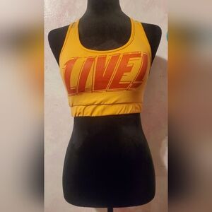 Yellow Crop Top with Red 'LIVE' Print